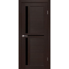 Дверь межкомнатная Дубрава Сибирь Форет МЕДИАНА Орех темный, стекло черное